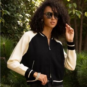 Fab’rik Fitted Black and Cream Varsity Jacket Size M NWOT